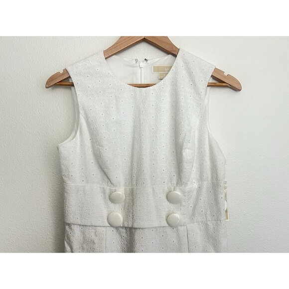 NWT Michael Kors White Eyelet Lace Sleeveless Shift Dress Size 4 - Picture 2 of 8